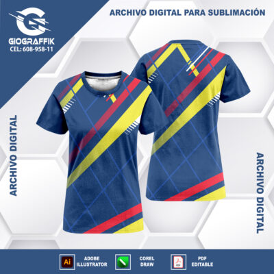 LINEAS MALLA CHINITO GEOMTRIC BLUE YELLOW