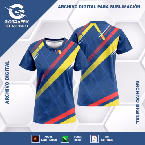 LINEAS MALLA CHINITO GEOMTRIC BLUE YELLOW