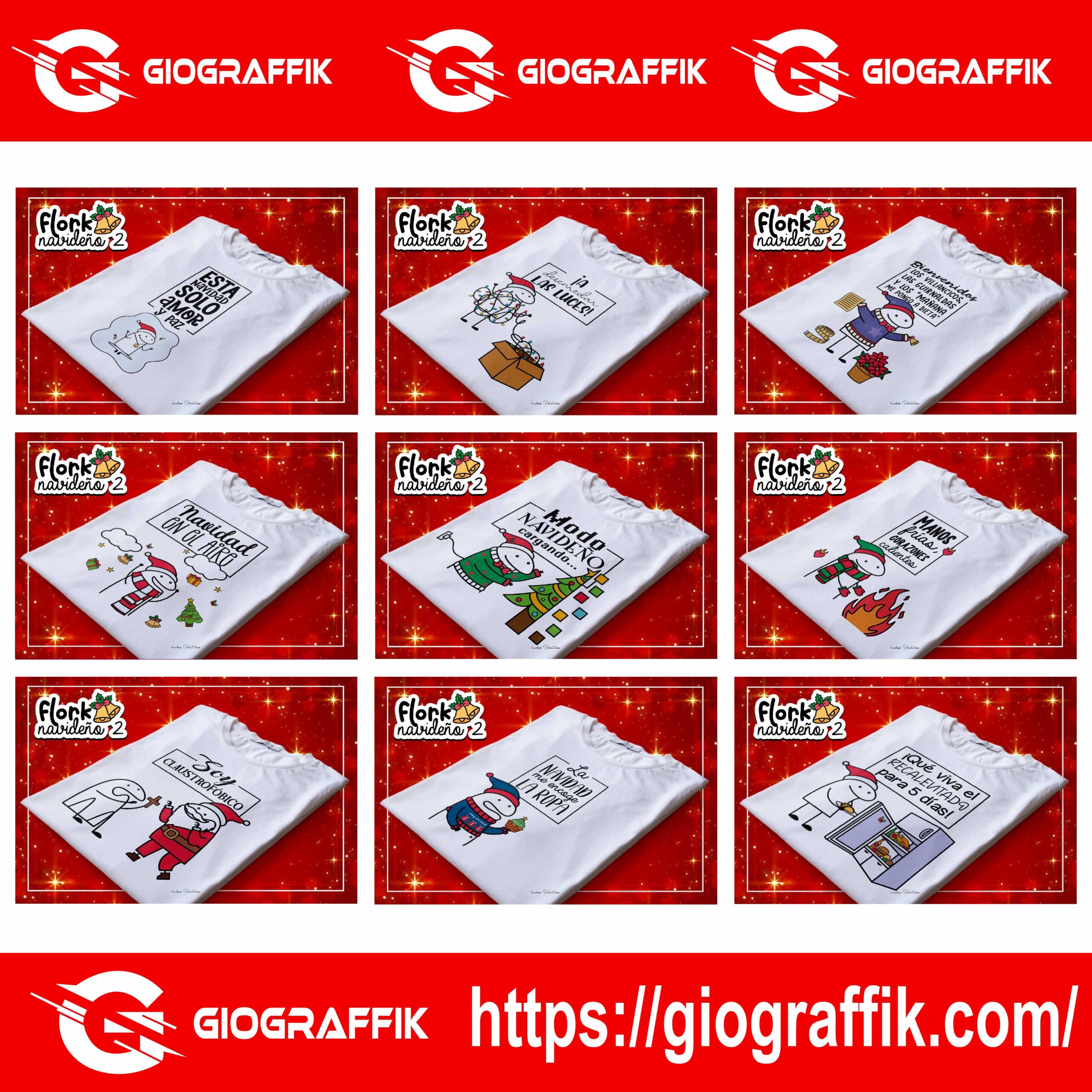 PLAYERAS NAVIDAD - FLORK MENSAJES GIOGRAFFIK