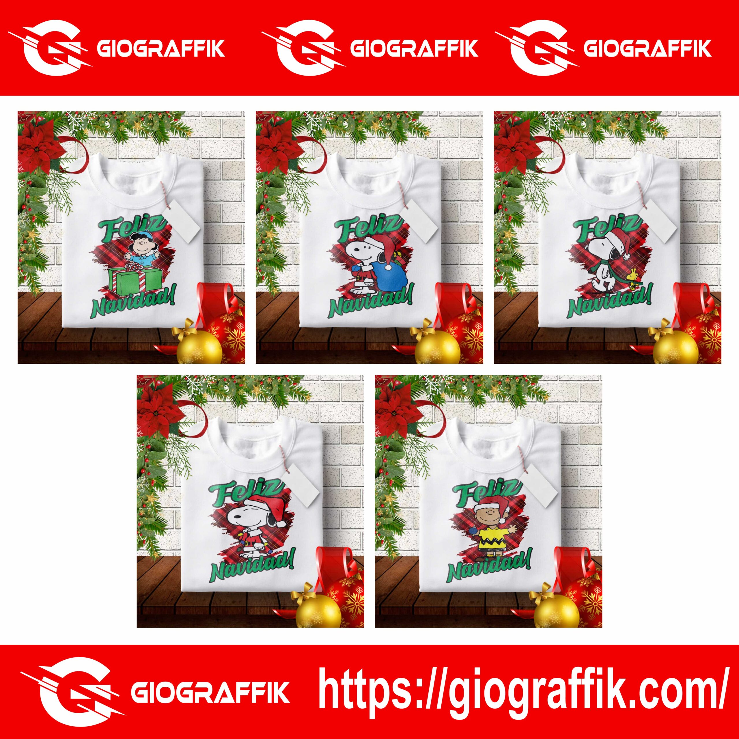 SNOOPY PLAYERAS NAVIDEÑAS