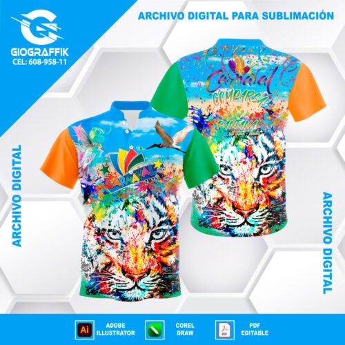 TIGRE GRUNGE CERPENTINAS AVES CARNAVALERO