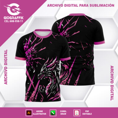 DRAGON GEOMETRICO DEGRADE MAGENTA