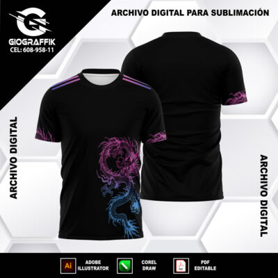 DRAGON ROSADO DEGRADE CIAN BLACK