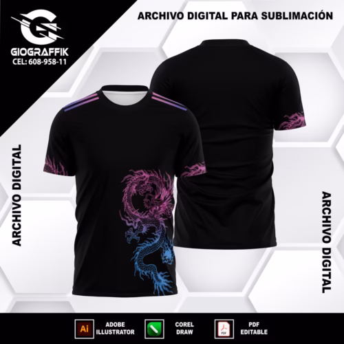 DRAGON ROSADO DEGRADE CIAN BLACK
