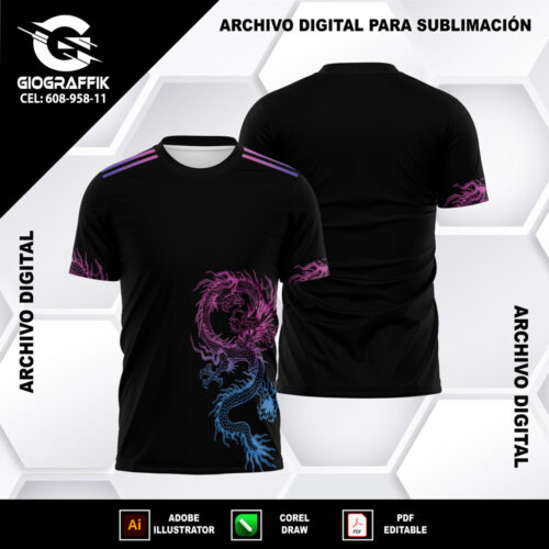 DRAGON ROSADO DEGRADE CIAN BLACK