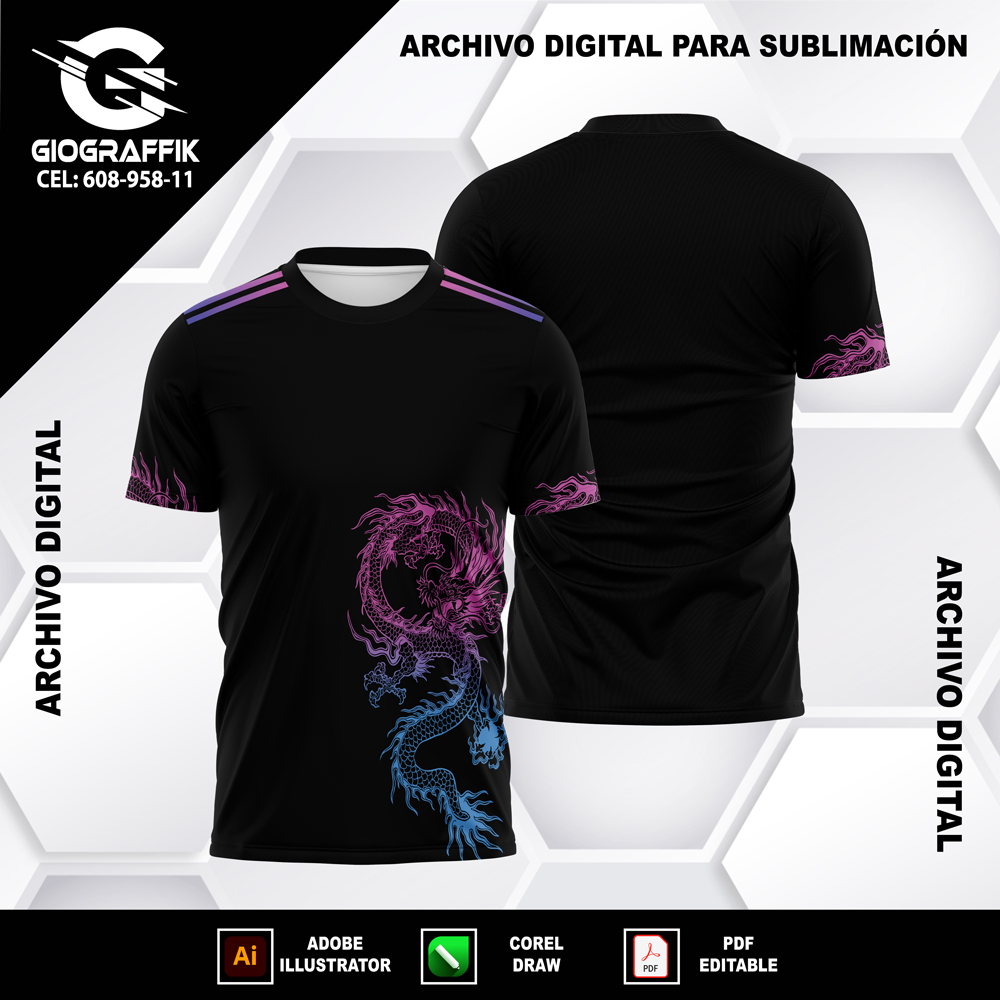 DRAGON ROSADO DEGRADE CIAN BLACK