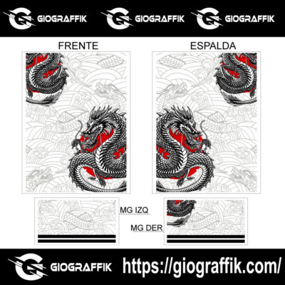 DRAGON TRAMA GRIS RED BLACK