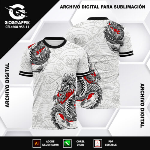 DRAGON TRAMA GRIS RED BLACK