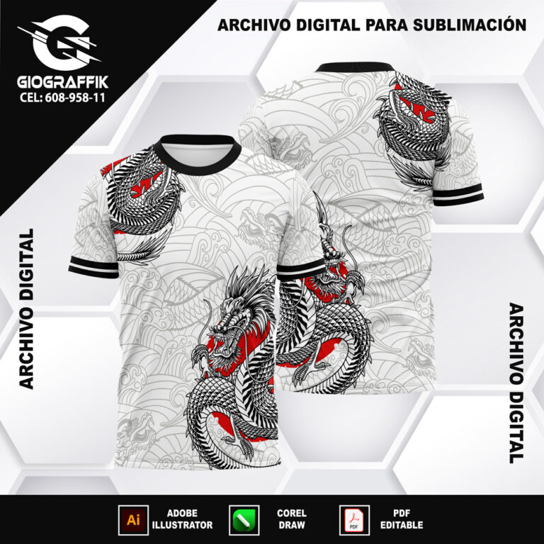 DRAGON TRAMA GRIS RED BLACK