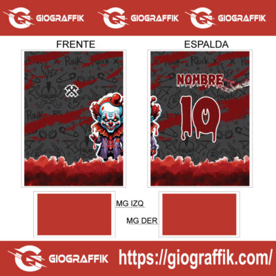 PAYASO TERROR RED GUINDO MANCHA GRUNGE