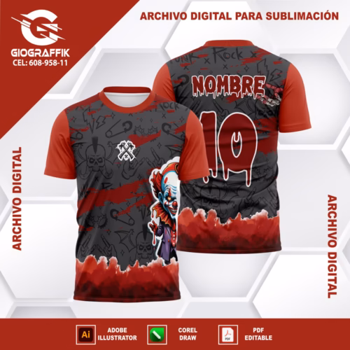 PAYASO TERROR RED GUINDO MANCHA GRUNGE
