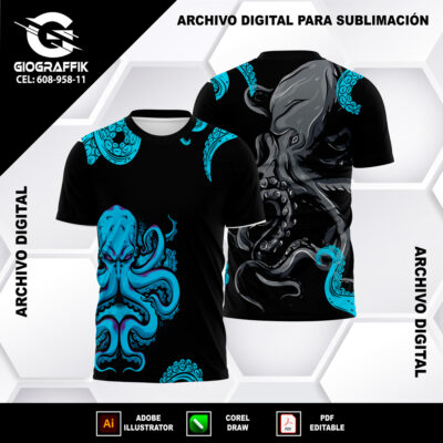 PULPO PLATEADO TENTACOL CIAN BLACK
