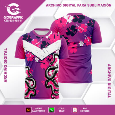 SERPIENTE BLACK DEGRADE MAGENTA FLORAL