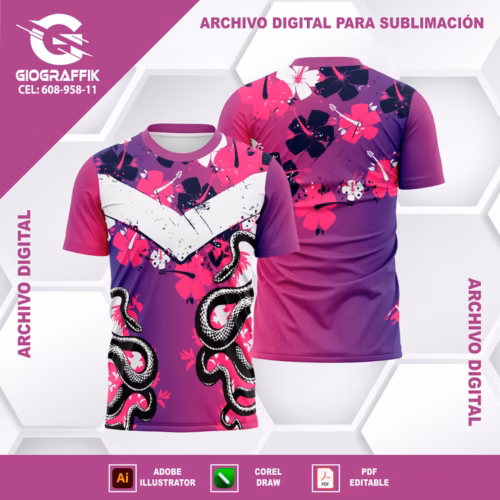 SERPIENTE BLACK DEGRADE MAGENTA FLORAL