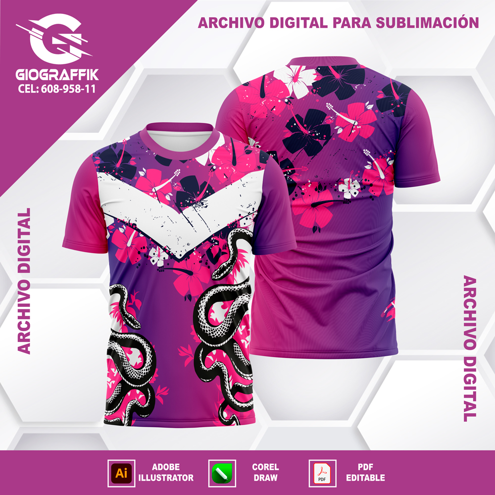 SERPIENTE BLACK DEGRADE MAGENTA FLORAL