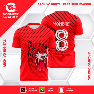TIGRE FEROZ LINEAS CRUZADAS BLACK RED