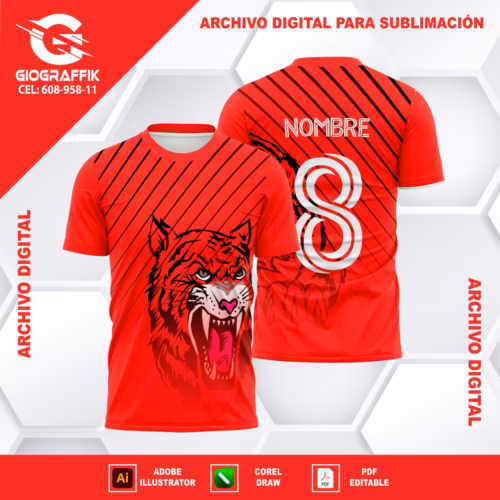 TIGRE FEROZ LINEAS CRUZADAS BLACK RED