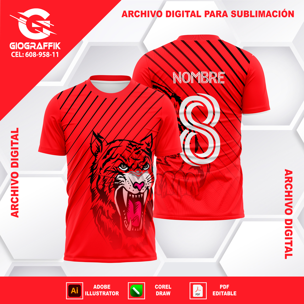 TIGRE FEROZ LINEAS CRUZADAS BLACK RED