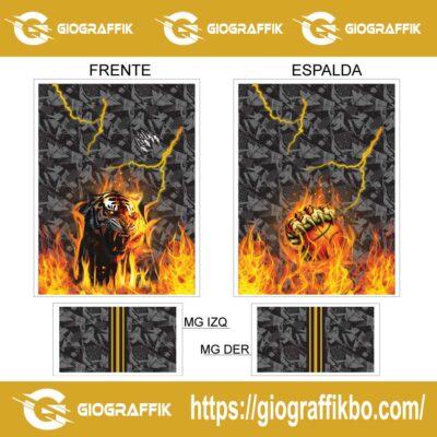 TIGRE GRUNGE LLAMAS RAYOS YELLOW PLATEADO