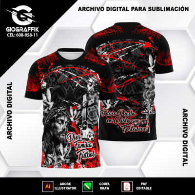 FUTSALERO DIOS FAMILIA RED BLACK GRUNGE
