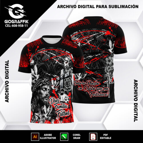 FUTSALERO DIOS FAMILIA RED BLACK GRUNGE