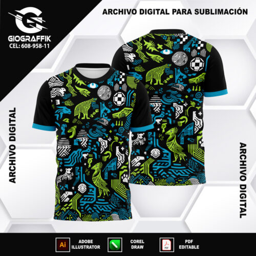 TRAMA DESIGN BLACK GREEN CIAN